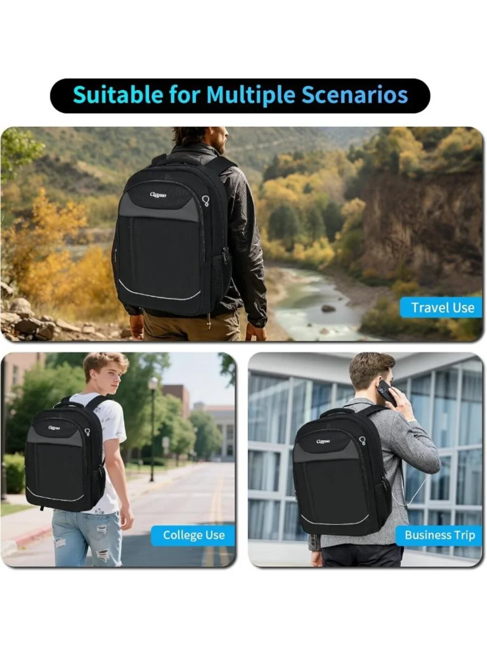 Durable Anti-Theft Travel Backpack with USB Port, Water-Resistant Laptop Bag